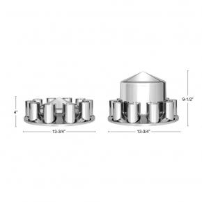 Pointed Axle Cover Combo Kit with 33mm Thread-On Cylinder Lug Nut Covers in Chrome