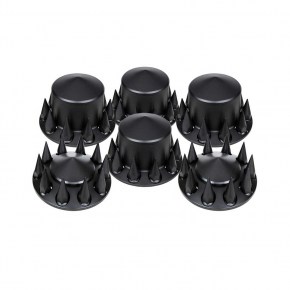 Matte Black Pointed Axle Cover Combo Kit with 33mm Spike Lug Nut Covers & Tool