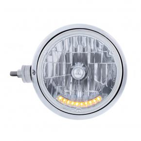 Guide 682-C Headlight with Crystal Lens and 10 Amber LED Position Light as Horizontal Mount in 304 Stainless Steel for Driver Side.