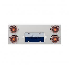 Rear Center Panel with 13 Red LED Abyss Lights and Visors - Clear Lens - Stainless Steel