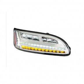 6 LED Headlight for Peterbilt 382, 384, 386, 387 - Chrome - Passenger