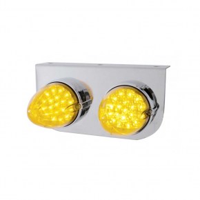 Stainless Light Bracket w/ Two 19 LED Reflector Lights - Amber LED/Amber Lens