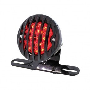 Motorcycle LED Rear Fender Tail Light with Black Grille Bezel - Smoke Lens