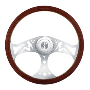 18 Inch Lady Style Wood Steering Wheel for 2014-2019 Peterbilt and Kenworth Trucks