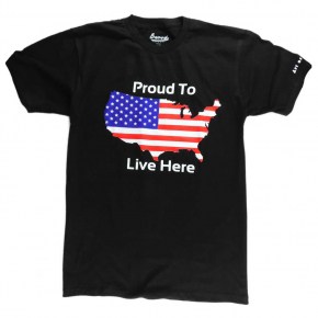 Proud to Live Here - An Original Art on Shirts United States Patriotic T-Shirt