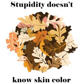 Stupidity doesn't know skin color. An Original Art on Shirts Anti-racism T-Shirt in White